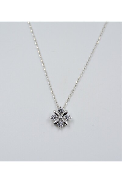 Swaroski Taşlı Kartanesi Desen 925 Ayar Gümüş Kadın Kolye