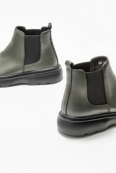 Elle Shoes Haki Deri Erkek Günlük Bot