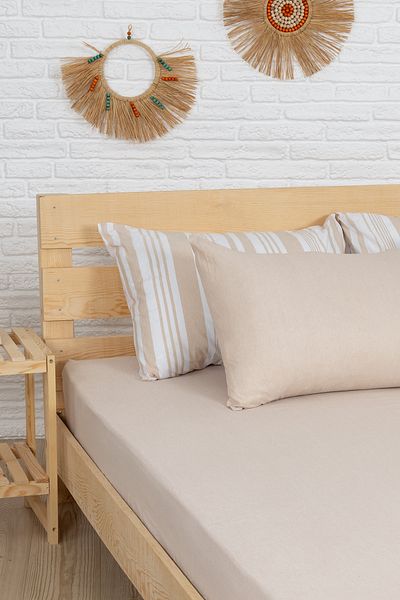 KETRA DOĞAL Cappadocia Double Fitted Sheet Set 160*200 Cm 2 Pillowcases with Cover Cappuccino