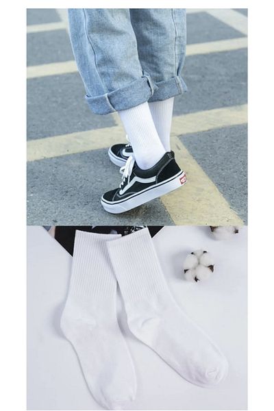 REYNBOO SOCKS 4 ζευγάρια Unisex απλές λευκές κάλτσες πλένονται κολεγίου