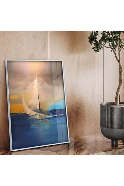 Zevahir Mobilya Dekorasyon Desen modern cu cadru metalic argintiu Tema abstractă Pictură pe sticlă irezistibilă