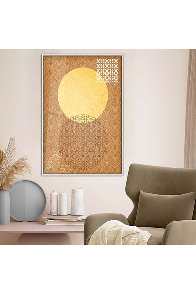 Zevahir Mobilya Dekorasyon Model geometric cu cadru metalic argintiu Desen modern Pictură din sticlă irezistibilă