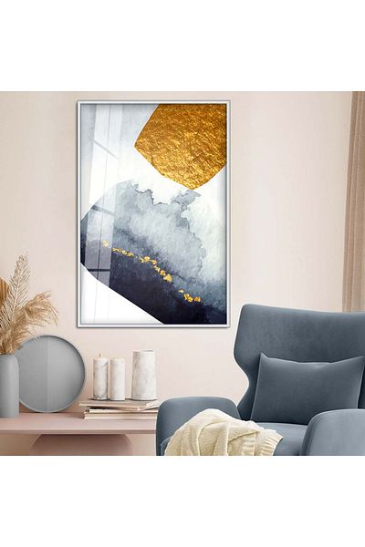 Zevahir Mobilya Dekorasyon Tema abstractă cu cadru metalic argintiu Desen modern Pictură pe sticlă irezistibilă