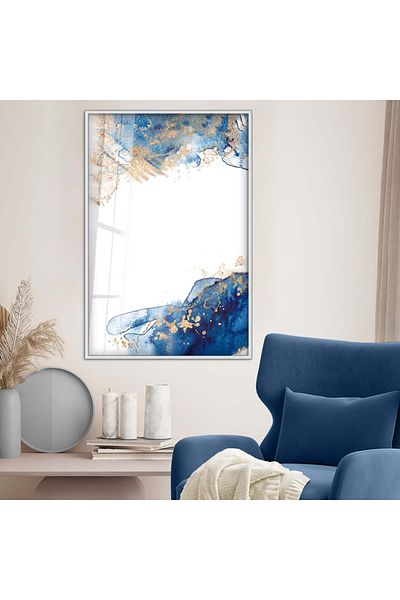 Zevahir Mobilya Dekorasyon Tema abstractă cu cadru metalic argintiu Desen modern Pictură pe sticlă irezistibilă