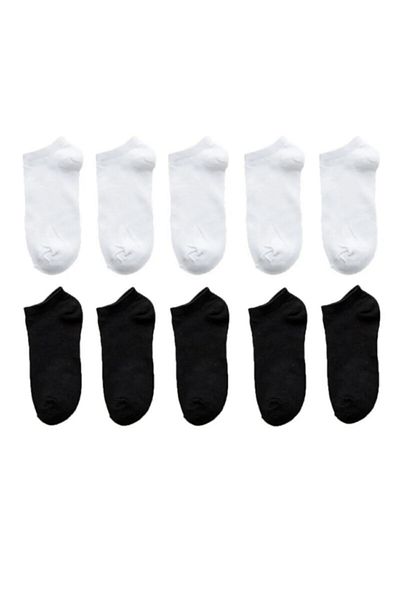 REYNBOO SOCKS 10 чифта дамски черно-бели памучни икономични чорапи до глезена