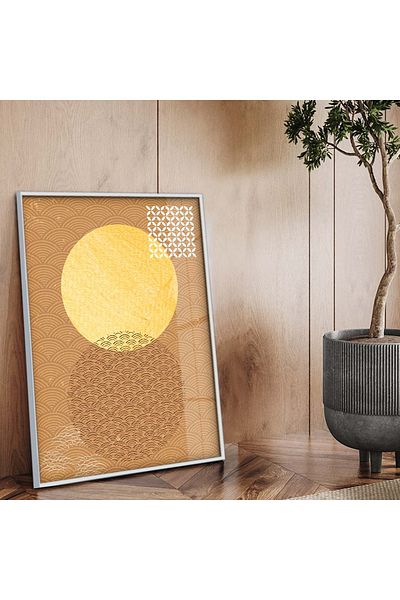 Zevahir Mobilya Dekorasyon Model geometric cu cadru metalic argintiu Desen modern Pictură din sticlă irezistibilă