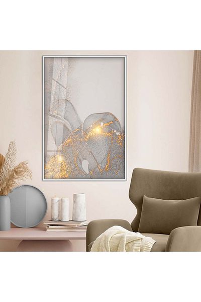 Zevahir Mobilya Dekorasyon Tema abstractă cu cadru metalic argintiu Desen modern Pictură pe sticlă irezistibilă