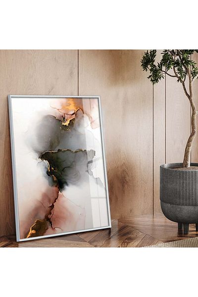 Zevahir Mobilya Dekorasyon Tema abstractă cu cadru metalic argintiu Desen modern Pictură pe sticlă irezistibilă