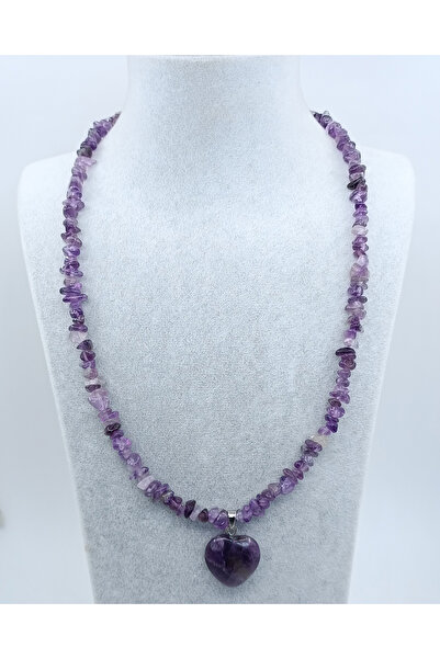 Naturel Tılsım Doğal Kırık Taş Ametist Kadın Kolye Güçlü Dişil Kadın Kolye