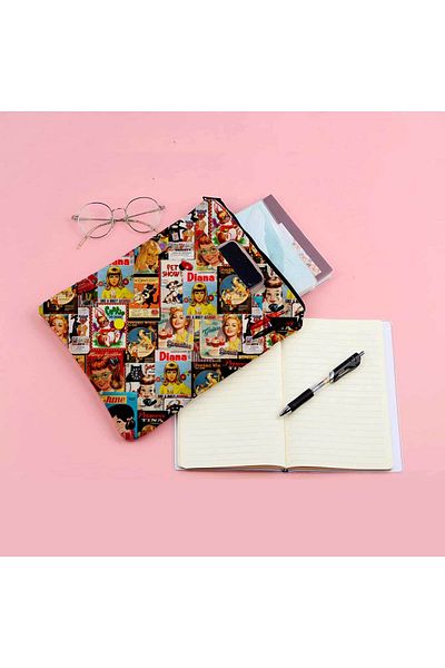 HRS Geantă de cărți multifuncțională 20 x 25 cm cu model și buzunare lavabile