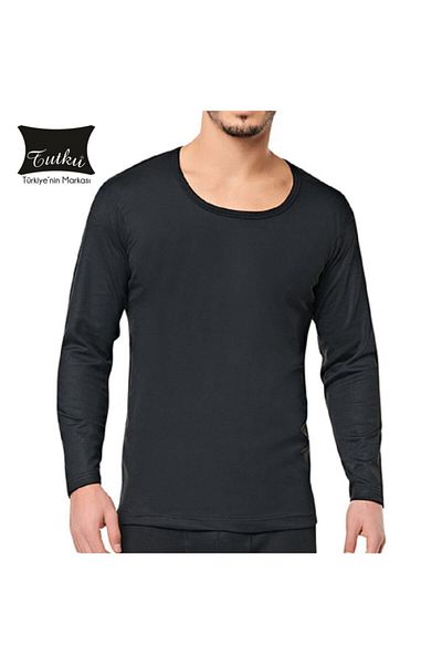 Momslab Мъжки черен термо комплект бельо с дълъг ръкав