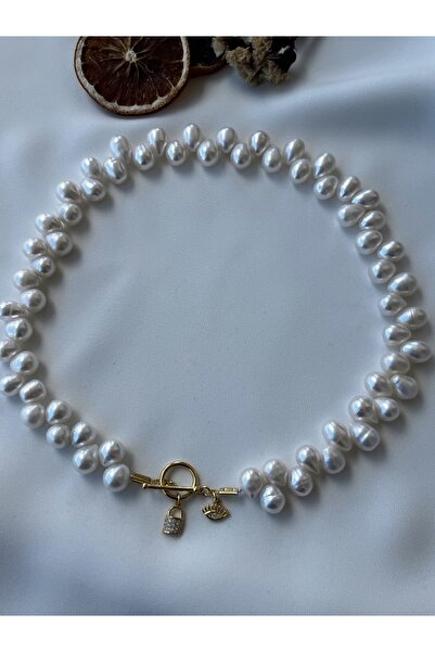 DURAN TAKI TASARIM Hakiki İnci Altın Kaplama Gümüş Kolye