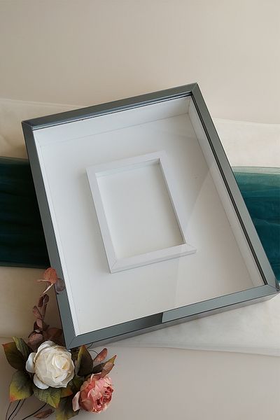 Verda Çerçeve Rama de memorie cu trandafir afumat 40x50 Cm! Cadru fără LED-uri cu secțiune foto! Rama de memorie trandafir