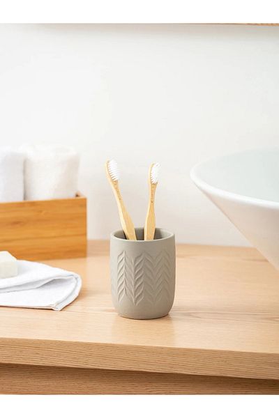 LC Waikiki LCW HOME Κεραμική θήκη οδοντόβουρτσας με σχέδια 7x7x9 cm EPIC STORE