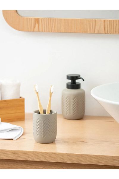 LC Waikiki LCW HOME Κεραμική θήκη οδοντόβουρτσας με σχέδια 7x7x9 cm EPIC STORE