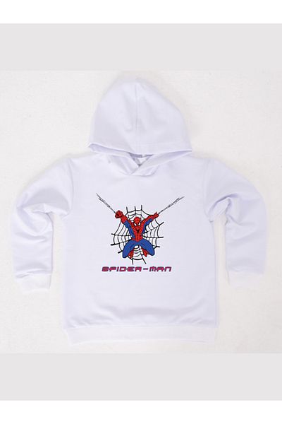 SPIDERMAN Hanorac pentru copii din țesătură de bumbac cu glugă cu imprimeu spiderman