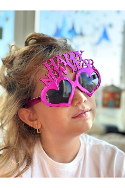 QUEEN AKSESUAR Luxury New Year Christmas Happy New Year Women's Children's Glasses Party Glasses with Pink Hearts