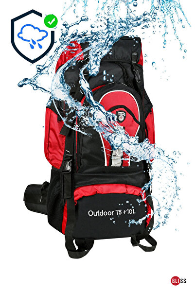 Bliss Professional Red 75+10 Liter Water Resistant Mountaineer & Camping Bag with Back Support