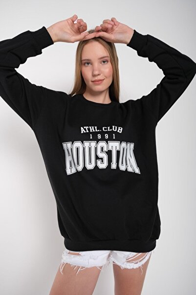 Tarzsokak Дамска черна блуза с принт на велосипед и широка яка mdgnhouston