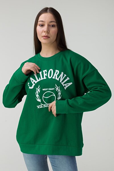 Adrift Ženska zelena majica California Front Štampano Oversize kroj CALIFORNIA