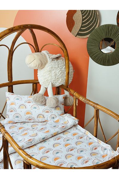 Pithy Rainbow Cotton Satin Baby, Mother's Side Crib Bedding Set (60X100CM)-rainbow