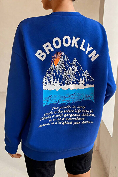Adrift Kobalt plava Plava unisex majica Brooklyn Back Štampano Oversize kroj ...