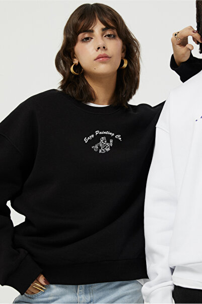 Eazy Co Eazy Painting Co Hanorac gros unisex negru cu guler rotund