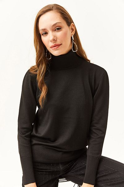 Olalook Pulover din tricot Lycra negru pentru femei KZK-19000578