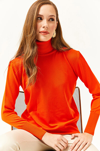 Olalook Pulover de damă portocaliu complet Fisherman Lycra KZK-19000578