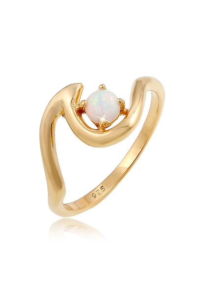 ELLI Ring Frau Wellenform Maritim Synthetischer Opal 925 Sterling Silber