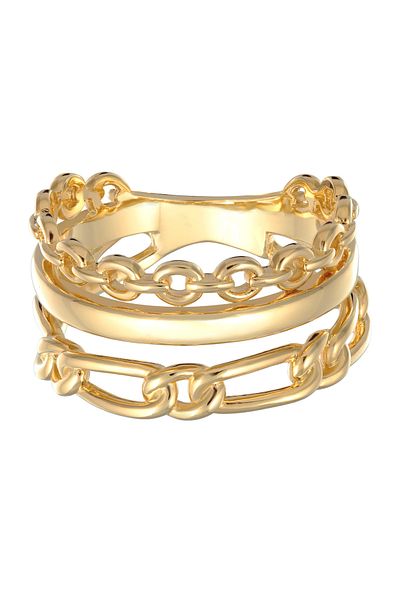 ELLI Ring Ladies Stack Links Set Gold Coloured