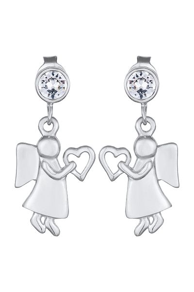 ELLI Ohrringe Engel Herz Talisman Kristal 925 Gümüş