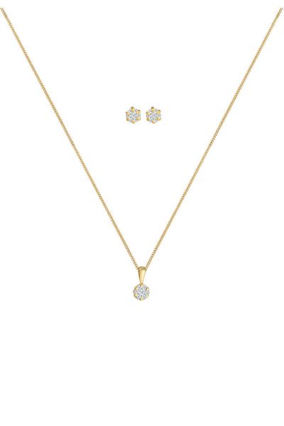ELLI Schmuckset Blume Klassisch Diamanten (0,36 ct.) 585 Gelbgold