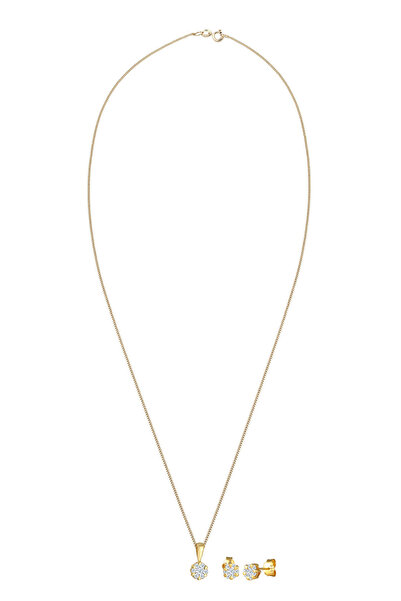ELLI Schmuckset Blume Klassisch Diamanten (0,36 ct.) 585 Gelbgold