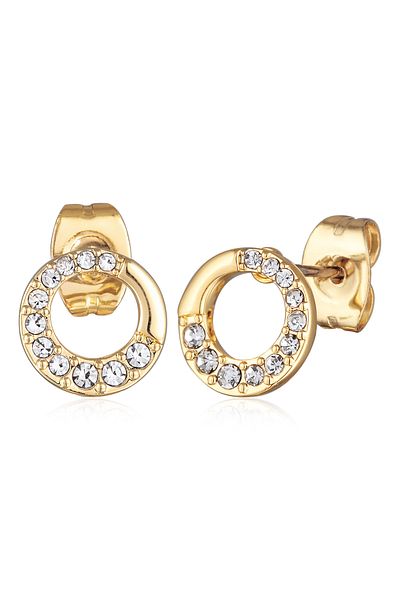 ELLI Ohrringe Ohrstecker Damen Kreis Kristalle Elegant Farbe Gold