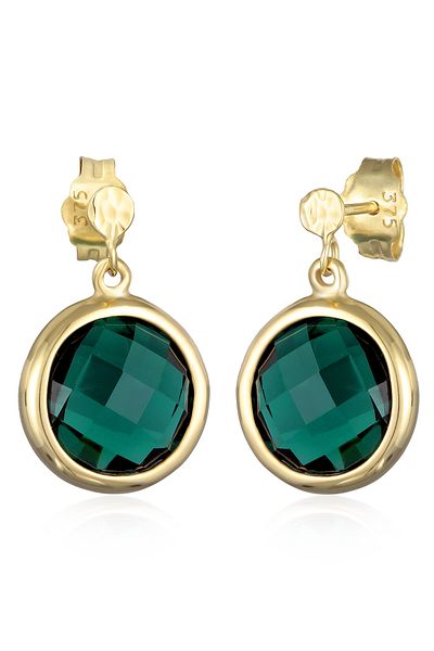 ELLI Ohrringe Quarz Green Edelstein Ohrstecker 375 Gelbgold
