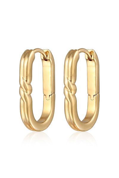ELLI Ohrringe Creolen Damen Klappcreolen Oval Farbe Gold