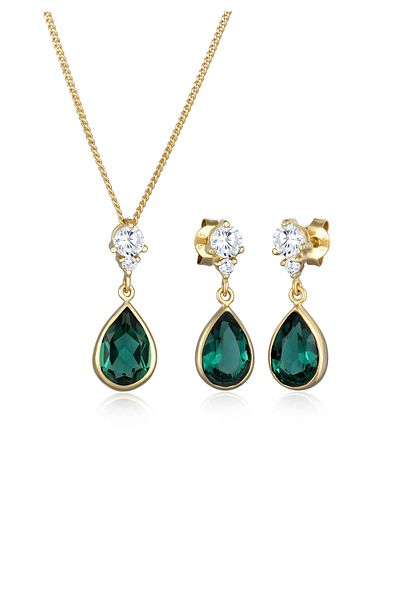 ELLI Schmuckset Tropfen Quarz Kristal Zarif 925 Gümüş
