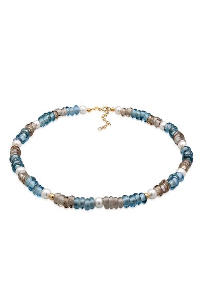 ELLI Halskette Choker Glasperlen Muschelkernperlen 925 Silber