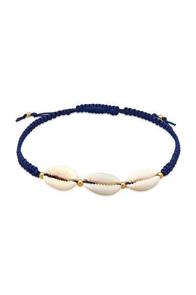 ELLI Fußschmuck Kauri Muschel Ozean Maritim Naylon 925 Gümüş