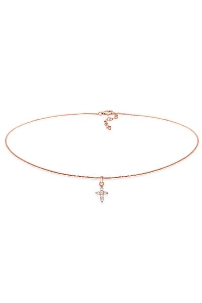 ELLI Halskette Halskette Choker Kreuz Religion Zirkonia 925 Silber