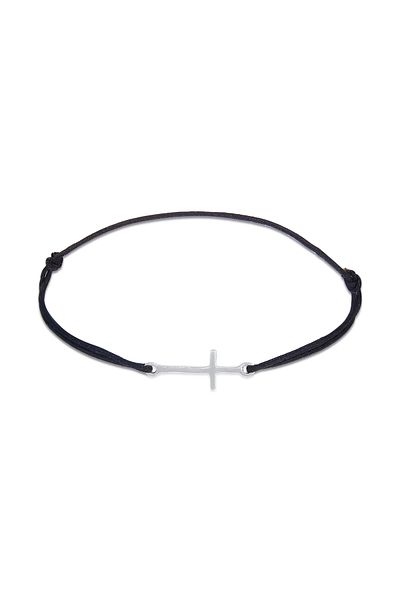 ELLI Armband Kreuz Trend Symbol Elastisches Nylon 925 Silber