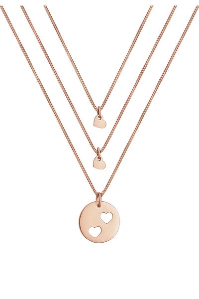 ELLI Schmuckset Damen Herz Anhänger Basic aus 925 Sterling Silber