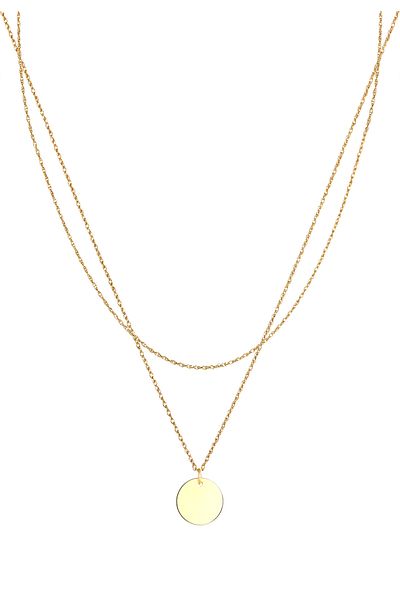 ELLI Halskette Damen Set Layer Plättchen Kreis Basic Minimal aus 925 Sterling Silber vergoldet