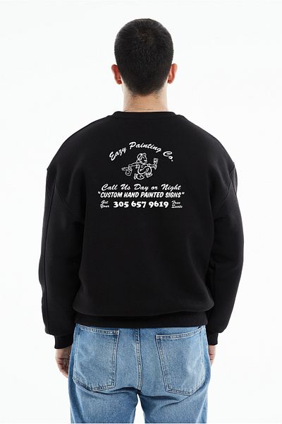 Eazy Co Eazy Painting Co Hanorac gros unisex negru cu gât crew