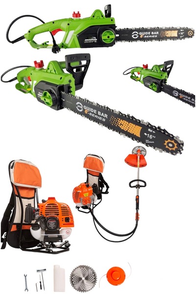 DYNAMİC MAX 2'li Set 7.9 Hp Sırttan Çim Biçme ot Biçme Makine ve 4800W Elekti...