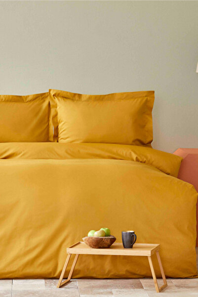 Karaca Home Back To Basic 100% Cotton King Size Duvet Cover Set Light Mustard