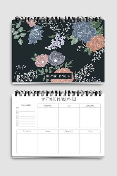 Eldesen Tasarım Weekly Planner A5 Notebook with Flexible Cardboard Cover, 52 Week, 1 Year Weekly Planner