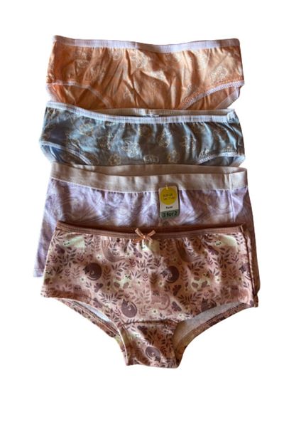 DG WOODBOR Patterned 4-Piece Cotton Girl's Panties Age 6-8