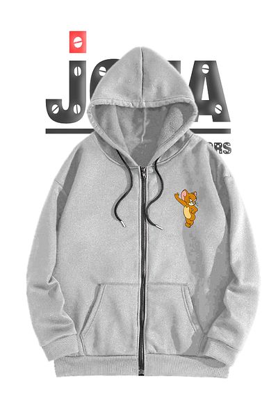 Joza Outdoors Unisex Tom and Jerry 3 νήματα με φερμουάρ με κουκούλα Φούτερ Fleece Jacket Ζακέτα Lover Couple